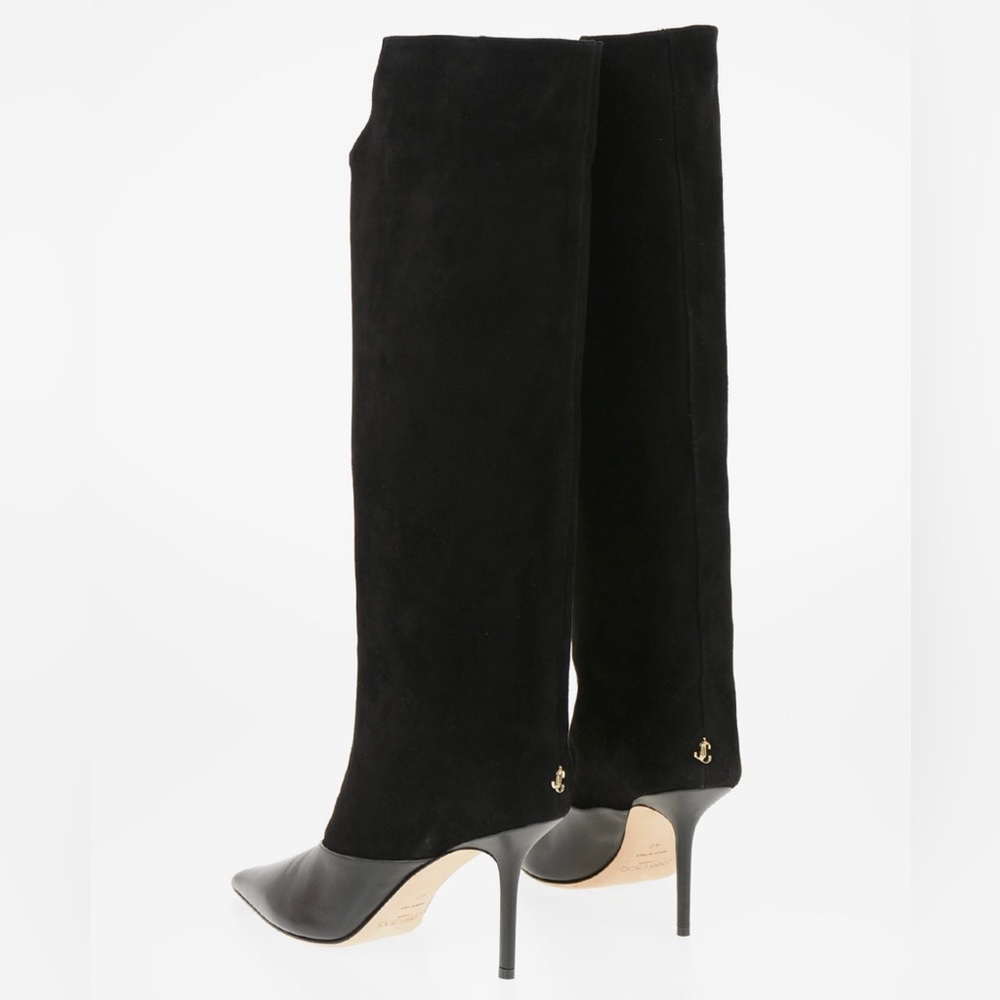 NWT Jimmy Choo Brelan Knee High Stiletto Boots Size 36 Black Suede Leather - Picture 4 of 16